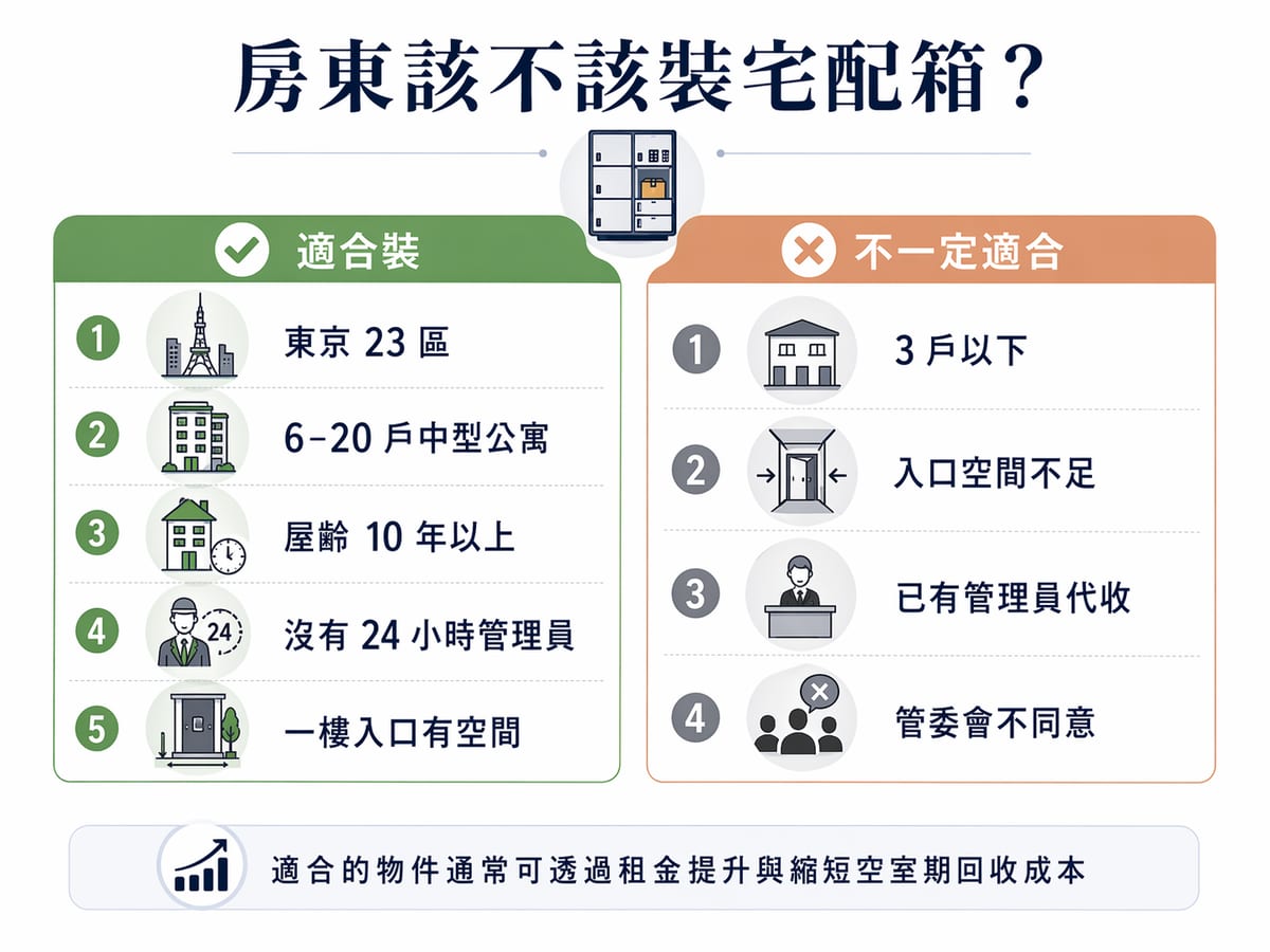 房東該不該裝宅配箱判斷表:適合裝 vs 不一定適合的物件特徵